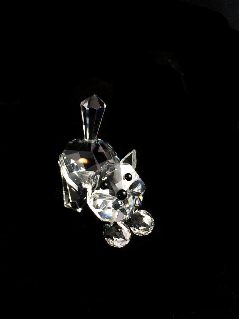 Preciosa Crystal Cat Figurine with gold whiskers