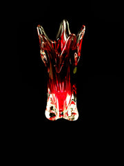 Red Bohemian Crystal Sculpted Vase
