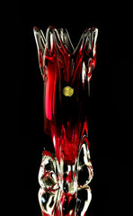 Red Bohemian Crystal Sculpted Vase