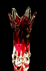 Red Bohemian Crystal Sculpted Vase