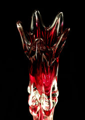 Red Bohemian Crystal Sculpted Vase