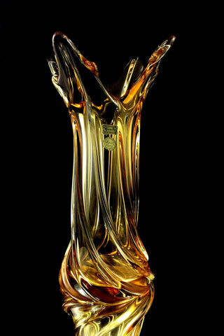 Honey Bohemian Crystal Sculpted Vase